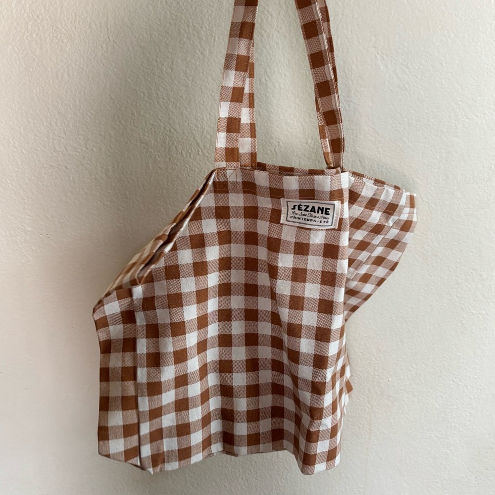 Sézane Gingham Tote Bag